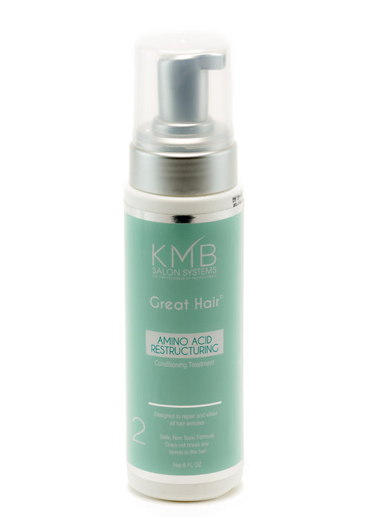 Amino Acid Hair Small - Great Hair Restructuring Strengthening Foam provides an excellent foundation for growing healthy hair. This advance conditioning system works by repairing the interior of the hair shaft.  When the hair is conditioned, the client will have a shiny silky hair that is easier to maintain